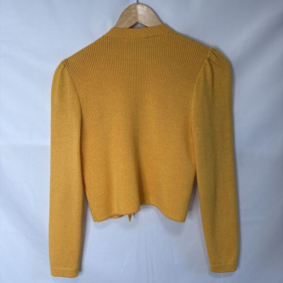 VTG St John By Marie Gray Knit Cardigan Open XS Knit Short Gold Buttons - Picture 9 of 11